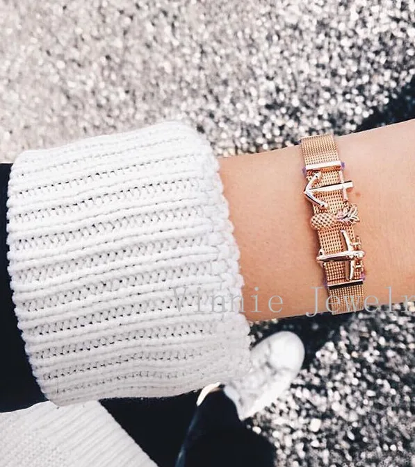 Vinnie дизайн ювелирные изделия из нержавеющей стали розовое золото сетка Keeper