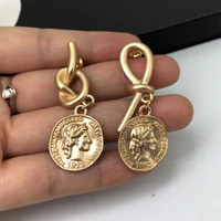 f j4z 2020 trend retro chic earrings for woman vintage coin charms drop earrings knot twisted alloy jewelry for party christmas