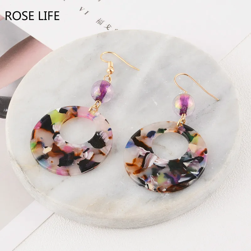 

ROSE LIFE New fashion exaggerates acrylic Sheet acrylic colorful earrings statement earrings for women trendy drop earring