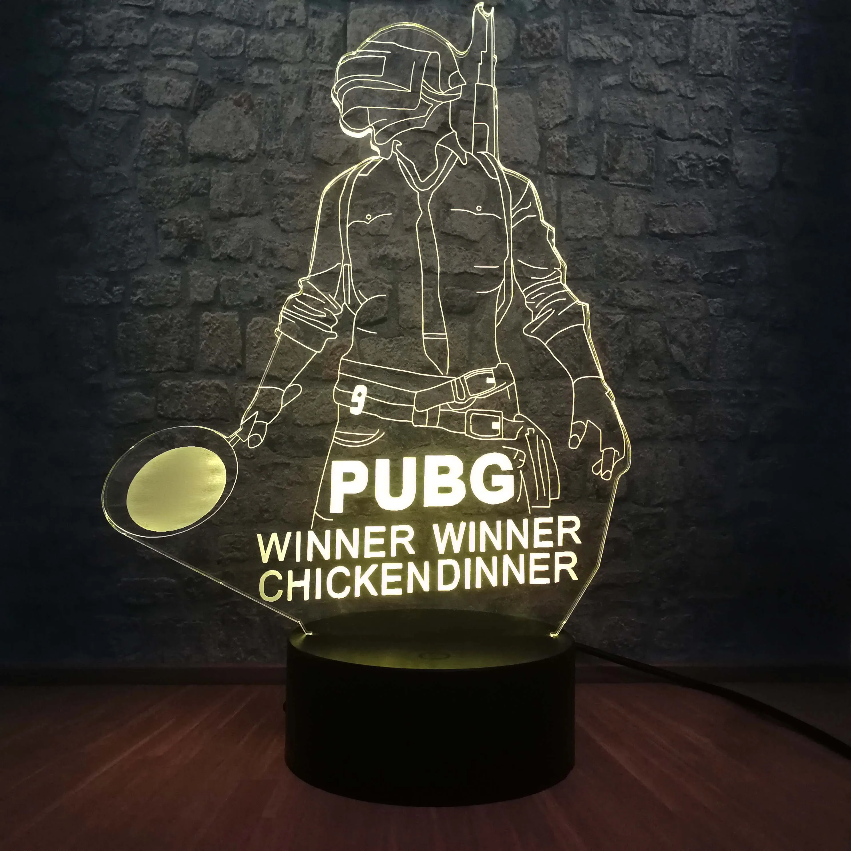 Cool Battle Royale Game PUBG Winner 3D Ночник светильник светодиодный 7 цветов Иллюзия Изменение