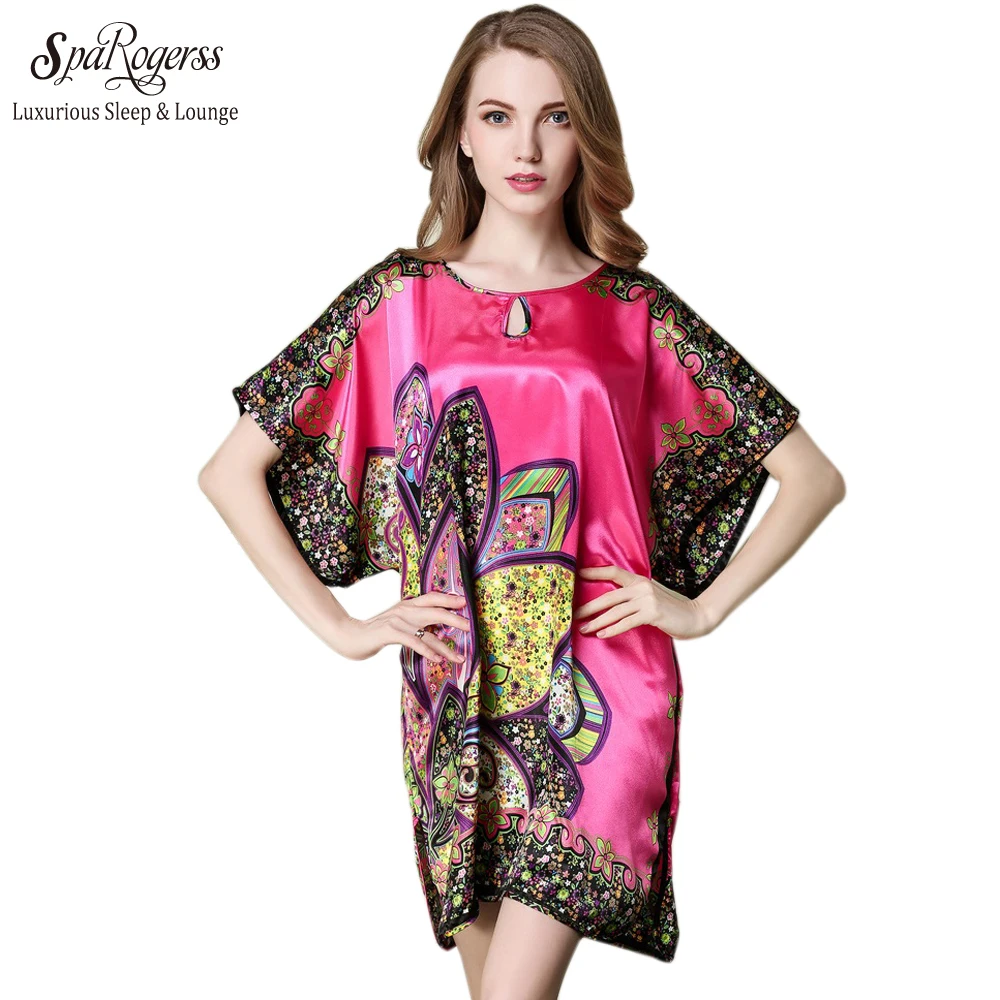 Sparogerss топ продвижение Летний стиль искусственного шелка дамы Халат домашний