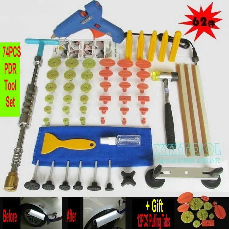 vender 74 Pcs Novo Cabeça De Cobre 1.5kg Versão 2 Em 1 Martelo Deslizante Extrator De Dente Kit De Remoção De Dente De Reparo Sem Pintura De Carro Kit De Remoção De Granizo Ferramenta Pdr