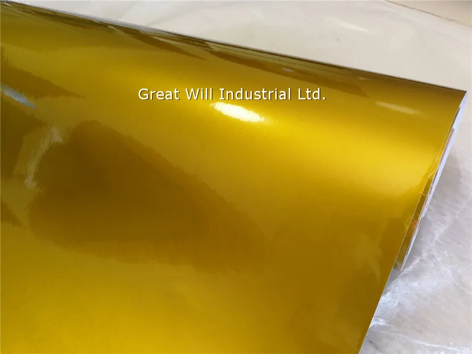 Глянцевая металлическая желтая Золотая виниловая пленка Воздушная полностью