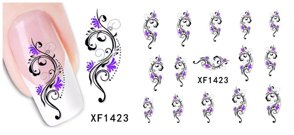 100 листов XF1422 XF1469 ногтей цветок воды транфер стикер Красота фольга для