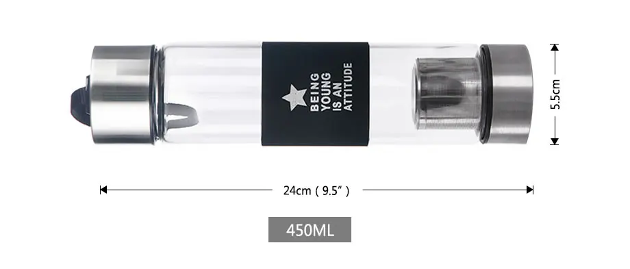 Upspirit 450 мл стеклянная бутылка для воды с чаем для заварки напитков, сока, контейнер для путешествий на открытом воздухе, школьные бутылки с петлей для переноски