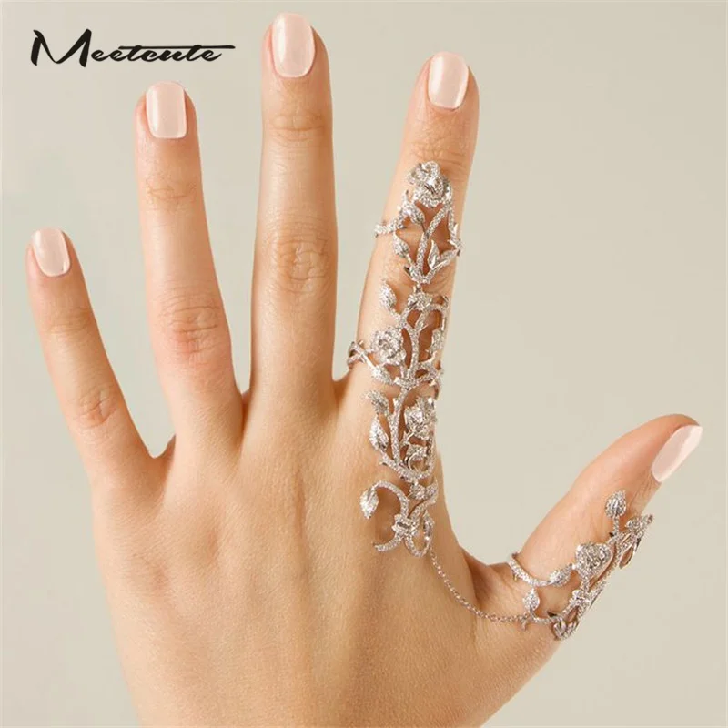 Meetcute серебряного цвета золотые двойные полные кольца на палец для женщин