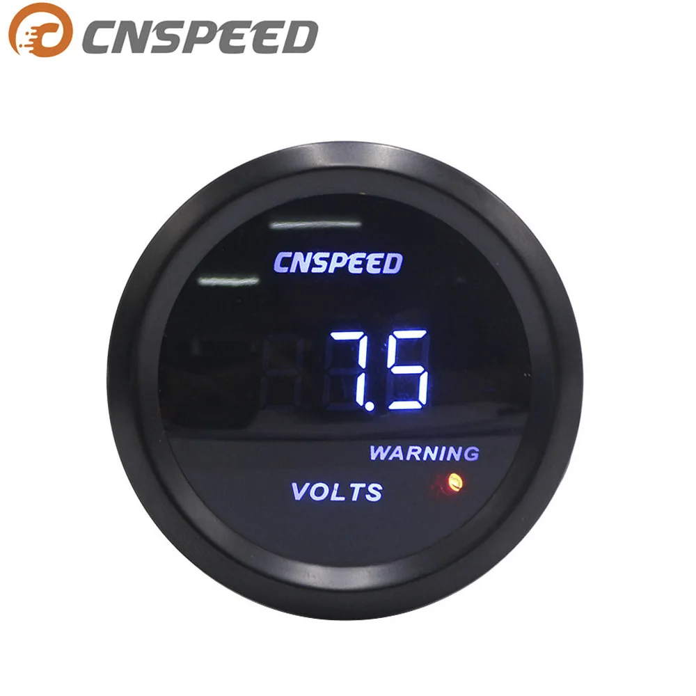 CNSPEED вольтметр " 52 мм цифровой светодиодный 8-18 вольтметр черный циферблат синий светодиодный автомобильный счетчик автозапчасти YC101336