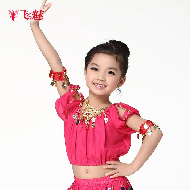 Child belly dance top child lantern short-sleeve chiffon children's clothing new arrival free shipping | Тематическая одежда и