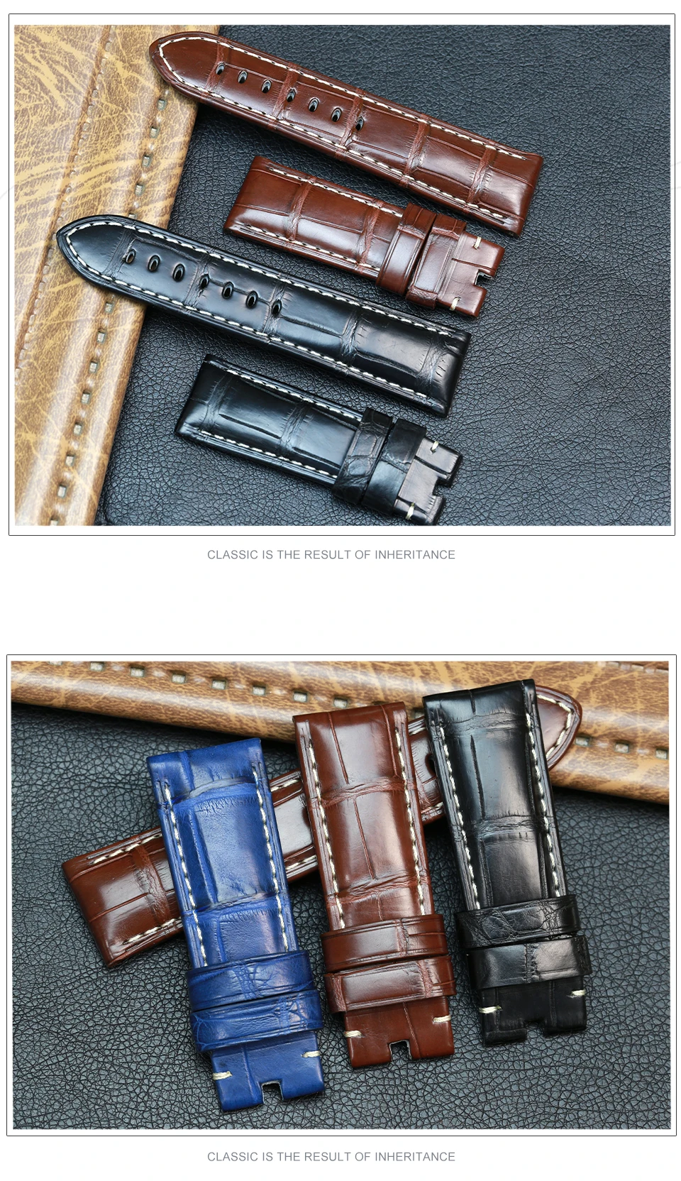 Pesno подходит Panerai LUMINOR MAINA кожа аллигатора Смотреть Band 24 мм черный коричневый синий для мужчин часы интимные аксессуары с пряжкой