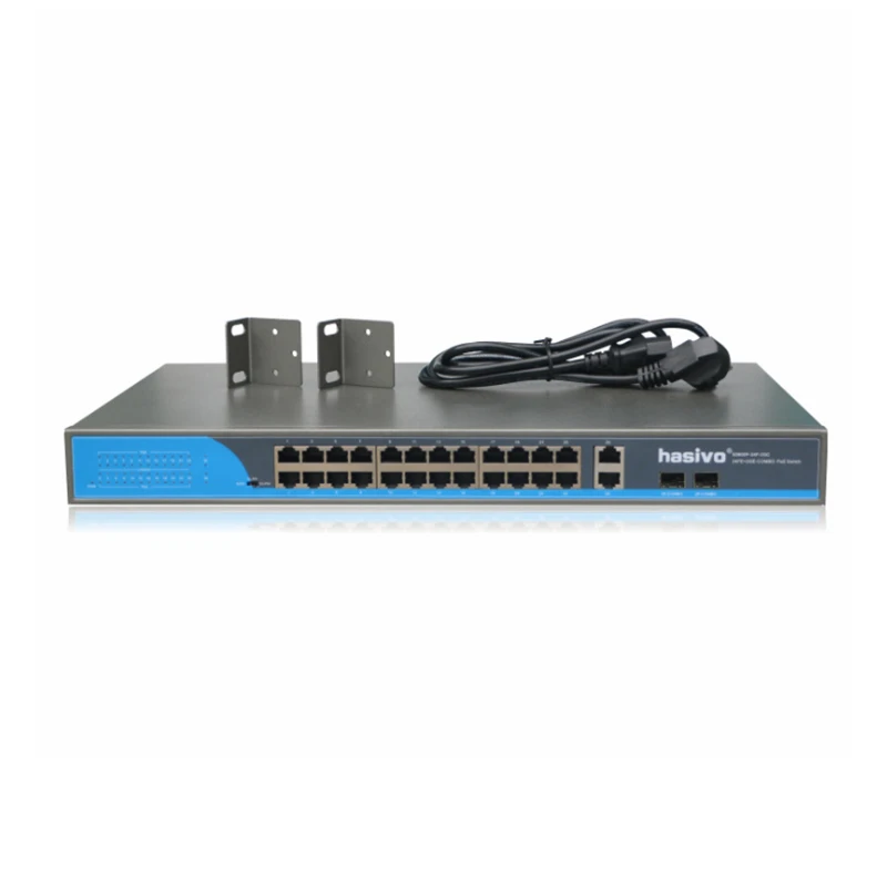 24 порта 10/100 Мбит/с PoE Ethernet коммутатор Поддержка IEEE802.3af/at с 2 портами 1000 м SFP COMBO poe 48В