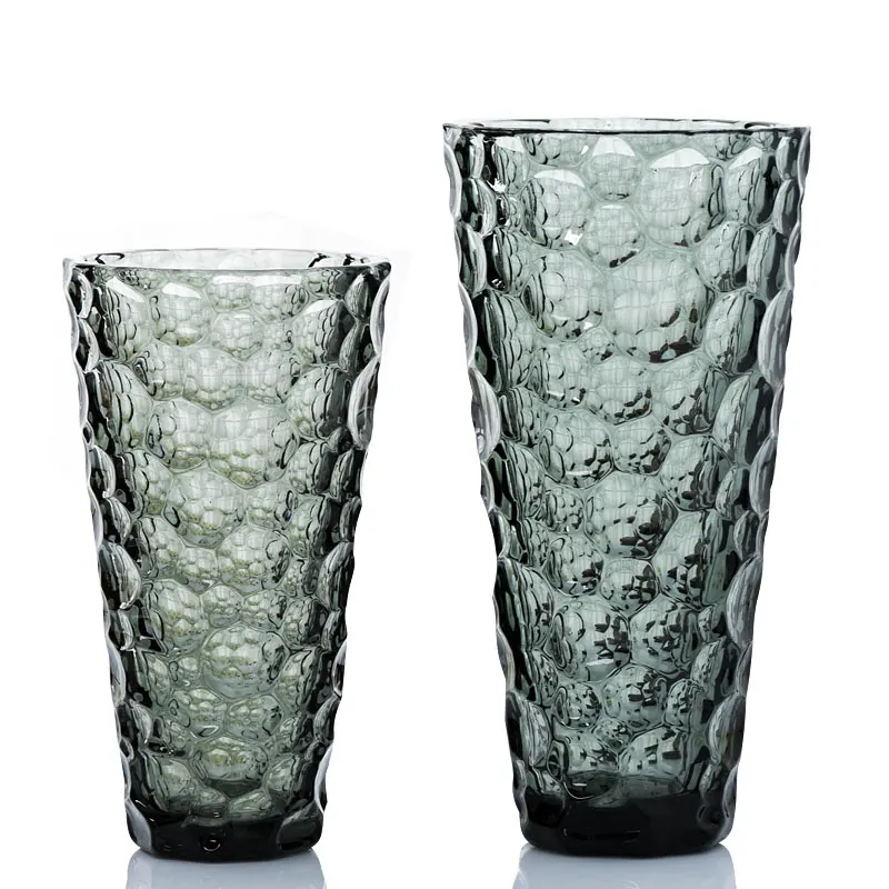 V форма тяжелые серые стеклянные вазы бисер устройство для украшения дома