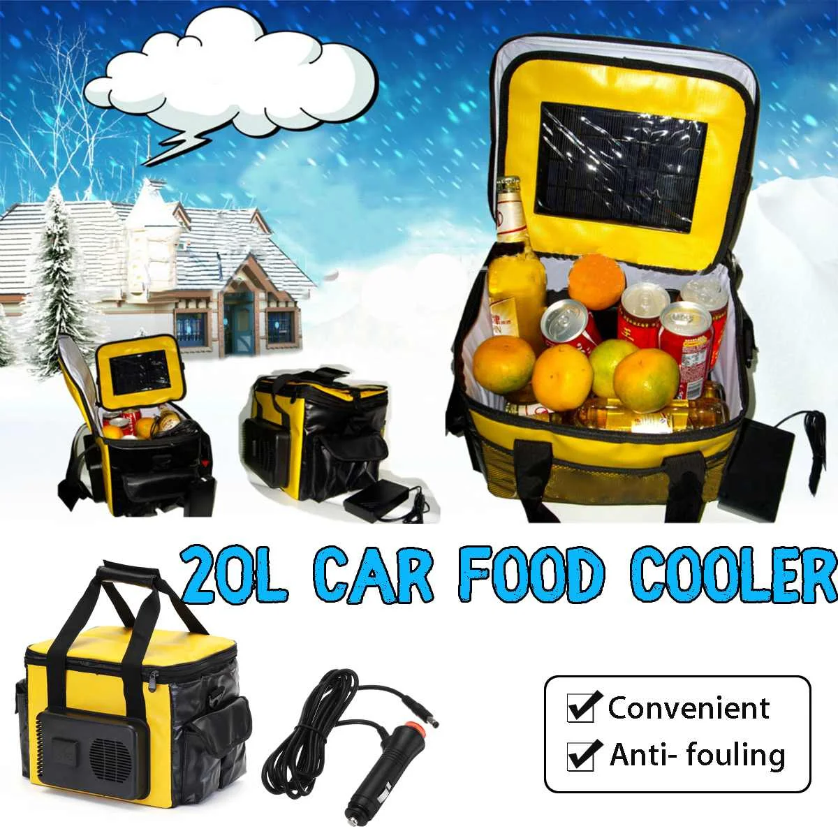 Cooler Bag 12 В 20л Портативный электрический охладитель/коробка для обеда с подогревом, автомобильные коробки для еды, грелка, сумка для хранения, контейнер для путешествий, офиса, дома, подарок - Цвет: Cooler Bag