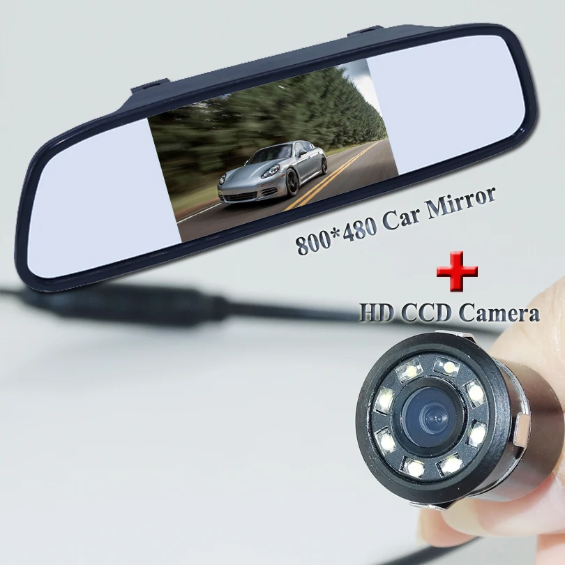 

car reverse camera Paking HD Revere CCD Car Rear View Camera +4.3 inch Car Rearview Mirror Monitor For All kinds of cars