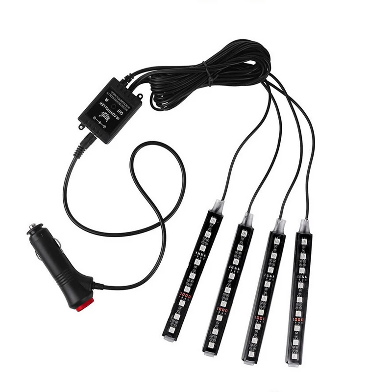 Светодиодная лента RGB для автомобиля декоративные автомобильные атмосферные