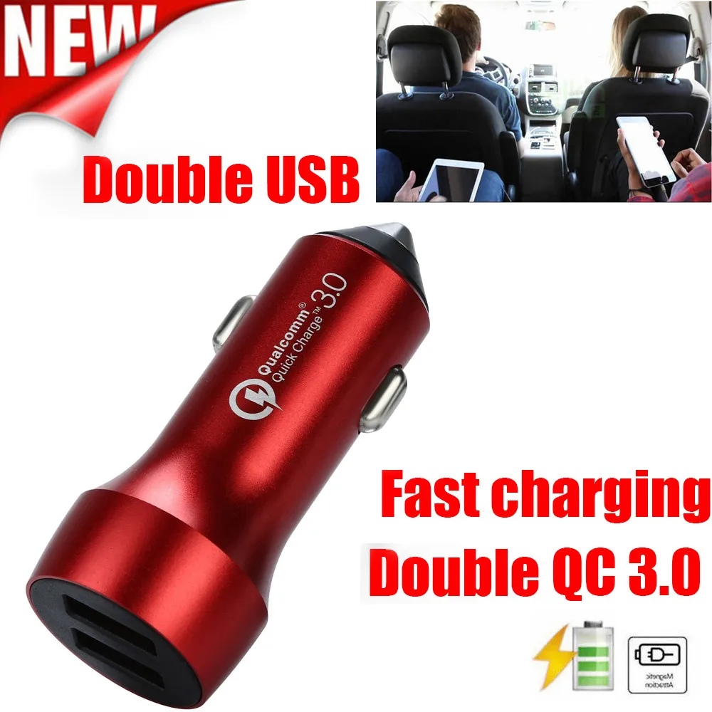 2019 новый двойной QC3.0 зарядное устройство для автомобиля с двумя портами USB 2 порта