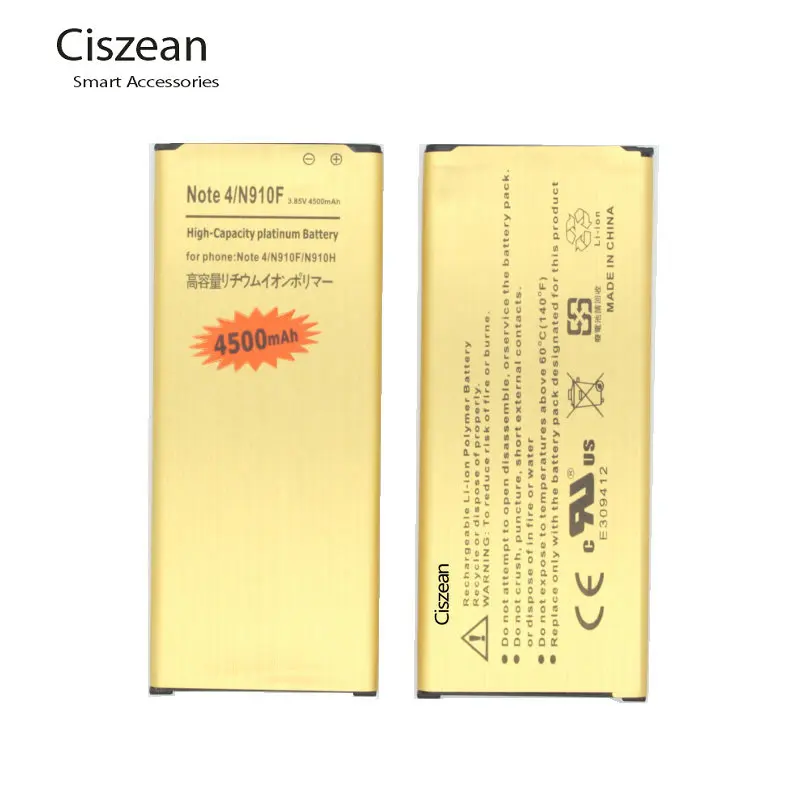 Сменный литий ионный аккумулятор для Samsung Galaxy Note IV 4 N910F N910H N910S N910U N910L 4500 мАч 1 шт. с