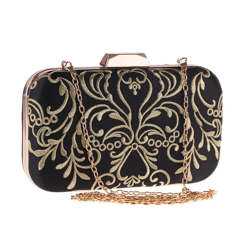 

Stylish Punk Embroidery Evening Bag Woman Clutch Bags Designer Crossbody Bag New Vintage Chains Shoulder Bags