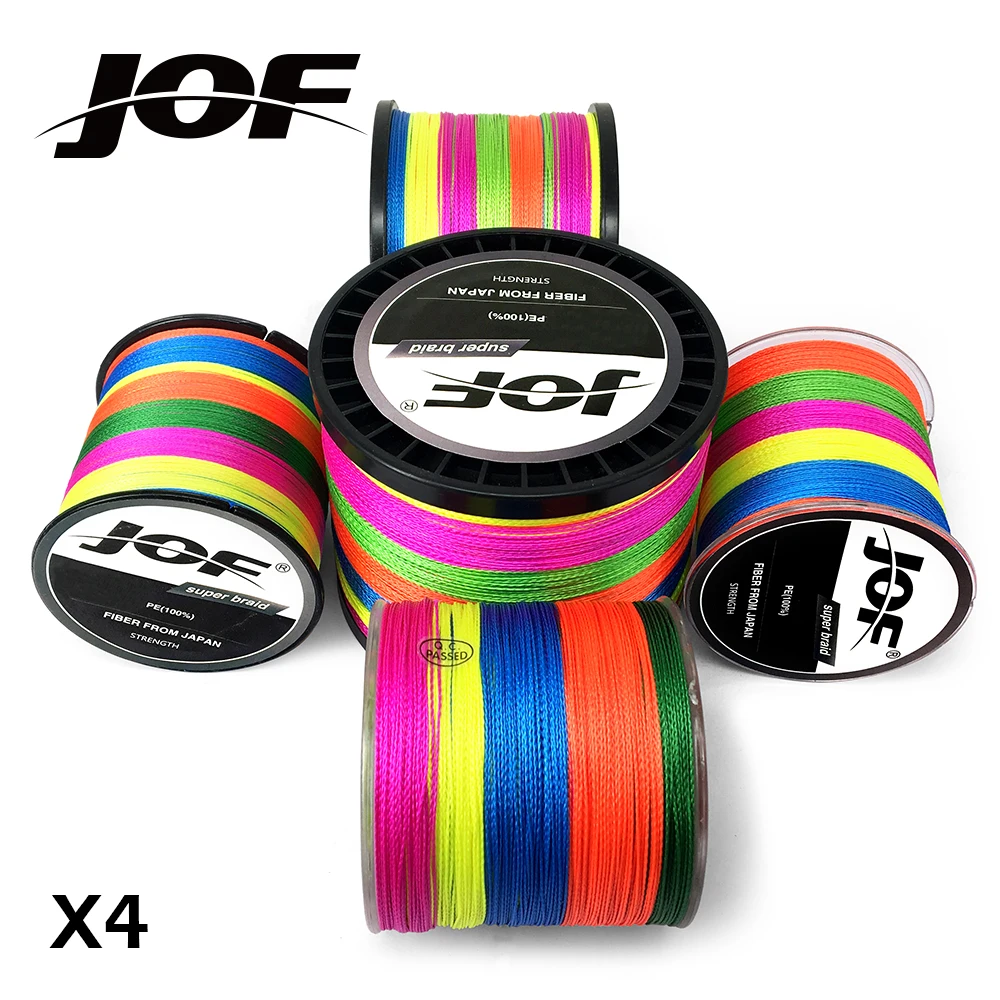 JOF 300 м 500 м 1000 м 10LB-80LB PE мультифиламентная 4 нити плетеная леска для океанской рыбалки, супер прочная плетеная леска для ловли карпа