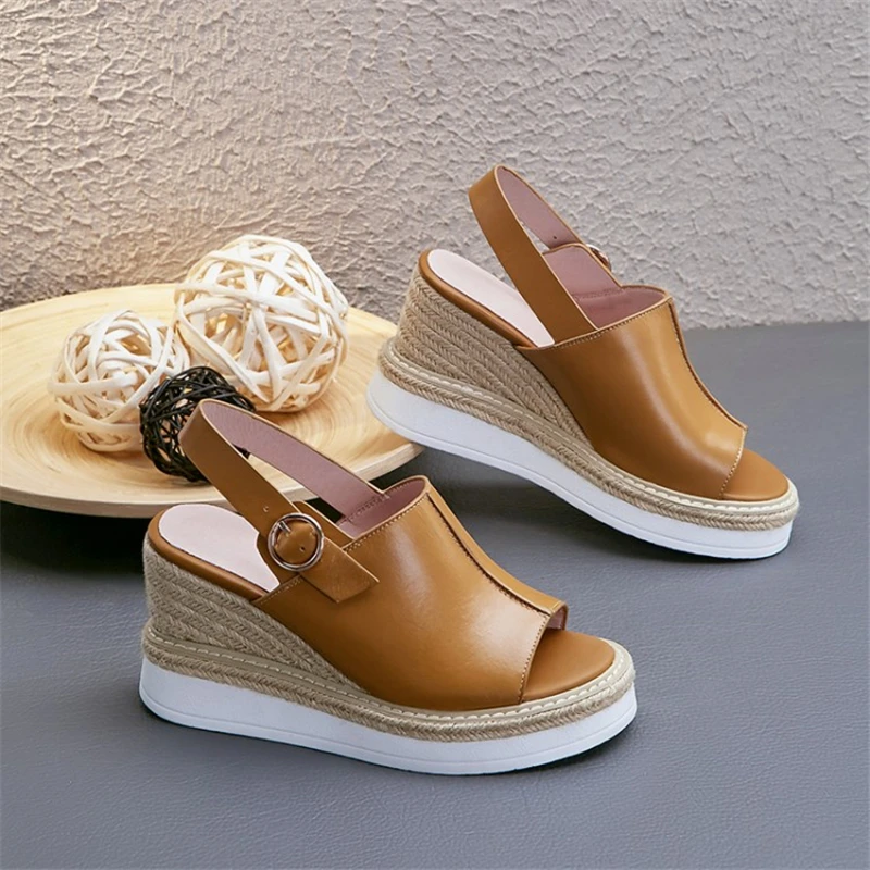 MSSTOR/соломенные босоножки на высоком каблуке Женская обувь с открытым носком Цвет