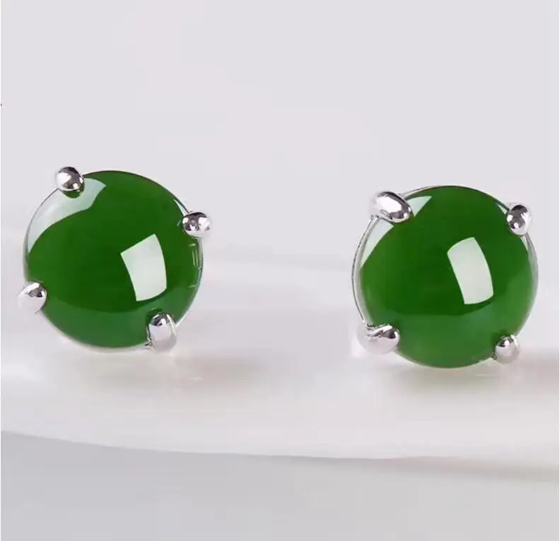 Сорта хотанской (Hetian) яшмы серьги гвоздики в форме природной Бесплатная доставка