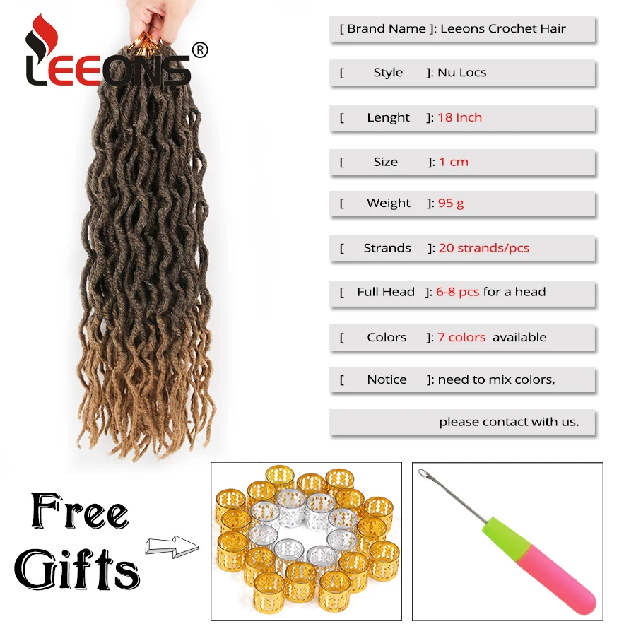 Leeons Locs волосы 12/18 дюймов Короткие Nu Locs синтетические волосы для наращивания косы Faux Locs Curly синтетические волосы для женщин черный