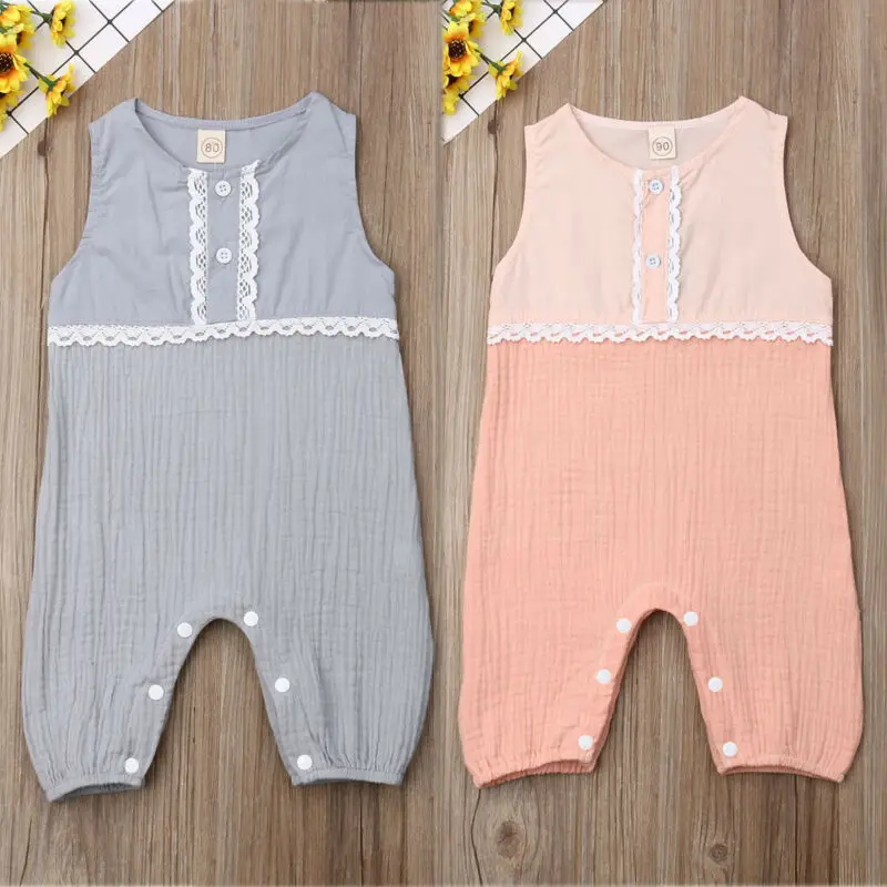 

Toddler Kid Baby Girls Clothes Lace One Piece Romper Sleeveless Jumpsuit Clothes Long Pants Outfits Set 0-18 months