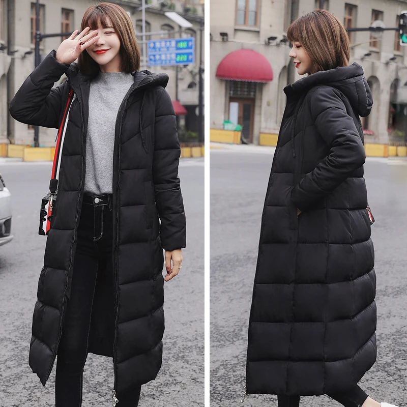 Женские зимние куртки размера плюс 4XL 5XL 6XL с капюшоном и стоячим воротником, Женское пальто с хлопковой подкладкой, зимняя женская длинная парка, теплая плотная куртка