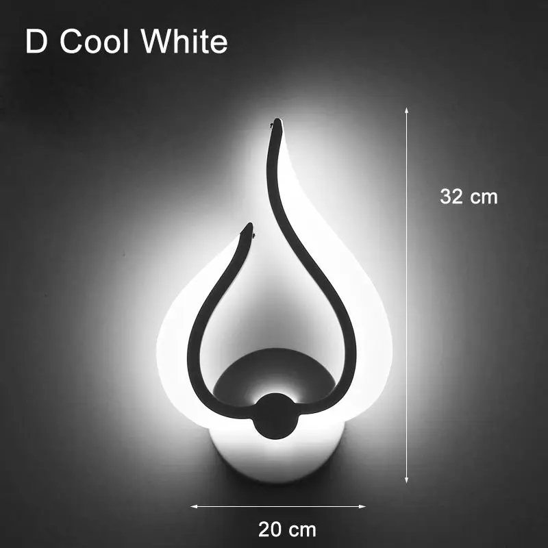 white D cool white Светодиодный настенный светильник, акриловый материал, белый цвет, для спальни, прикроватный светильник, для кухни, столовой, коридора, бра, светильник ing - Цвет абажура: white D cool white