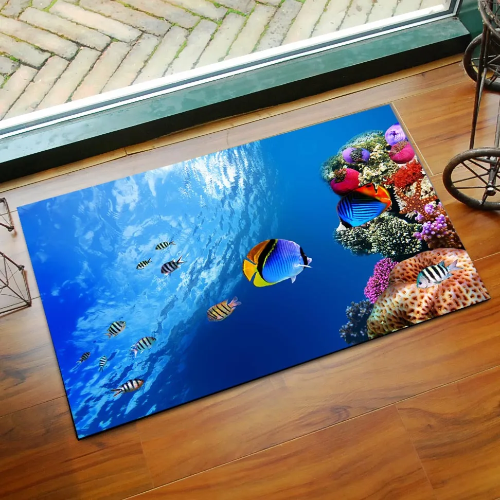 Впитывающий дверной коврик Zeegle уличные коврики для входа в морскую рыбу спальни