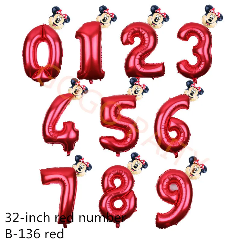 red number GOGO PAITY 2 шт./лот 32 дюйма номер фольги шары цифра воздушный шар Дети День рождения диких один украшения рисунок - Цвет: red number