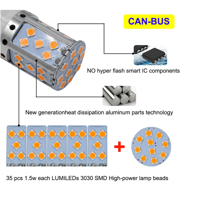Светодиодсветодиодный лампы YSY T20 Led Canbus 3030 LED W21W 1156 7507 BAU15S без гипер вспышки