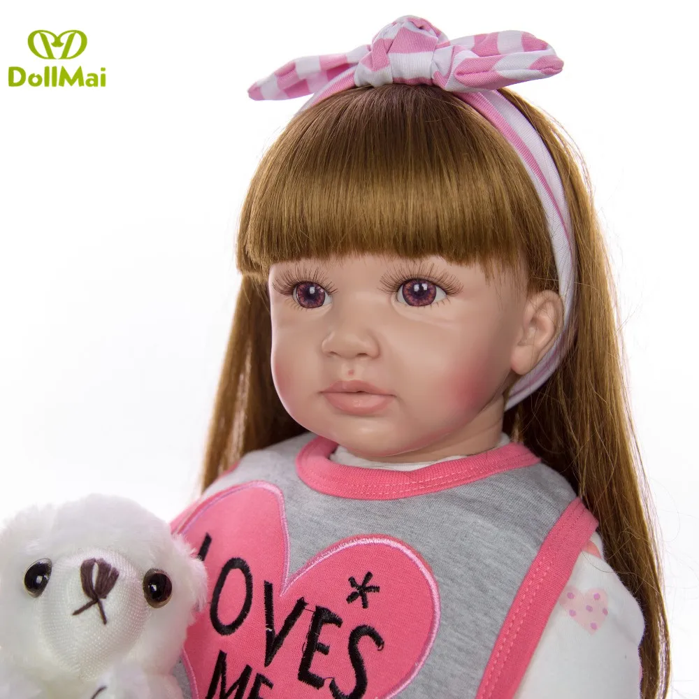 60cm Big Size Reborn Toddler Doll Toy Lifelike Vinyl Princess Baby With bearCloth Body Alive Bebe Girl Birthday Gift