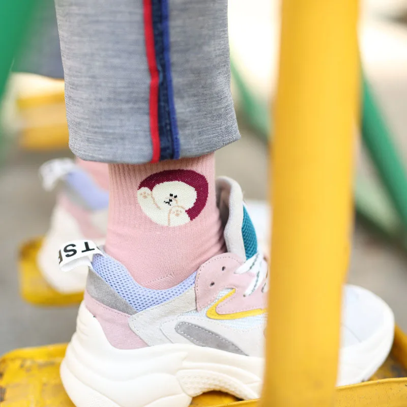 Милый Семья Животные смешные носки Harajuku Новинка Sokken Мопс слон с изображением