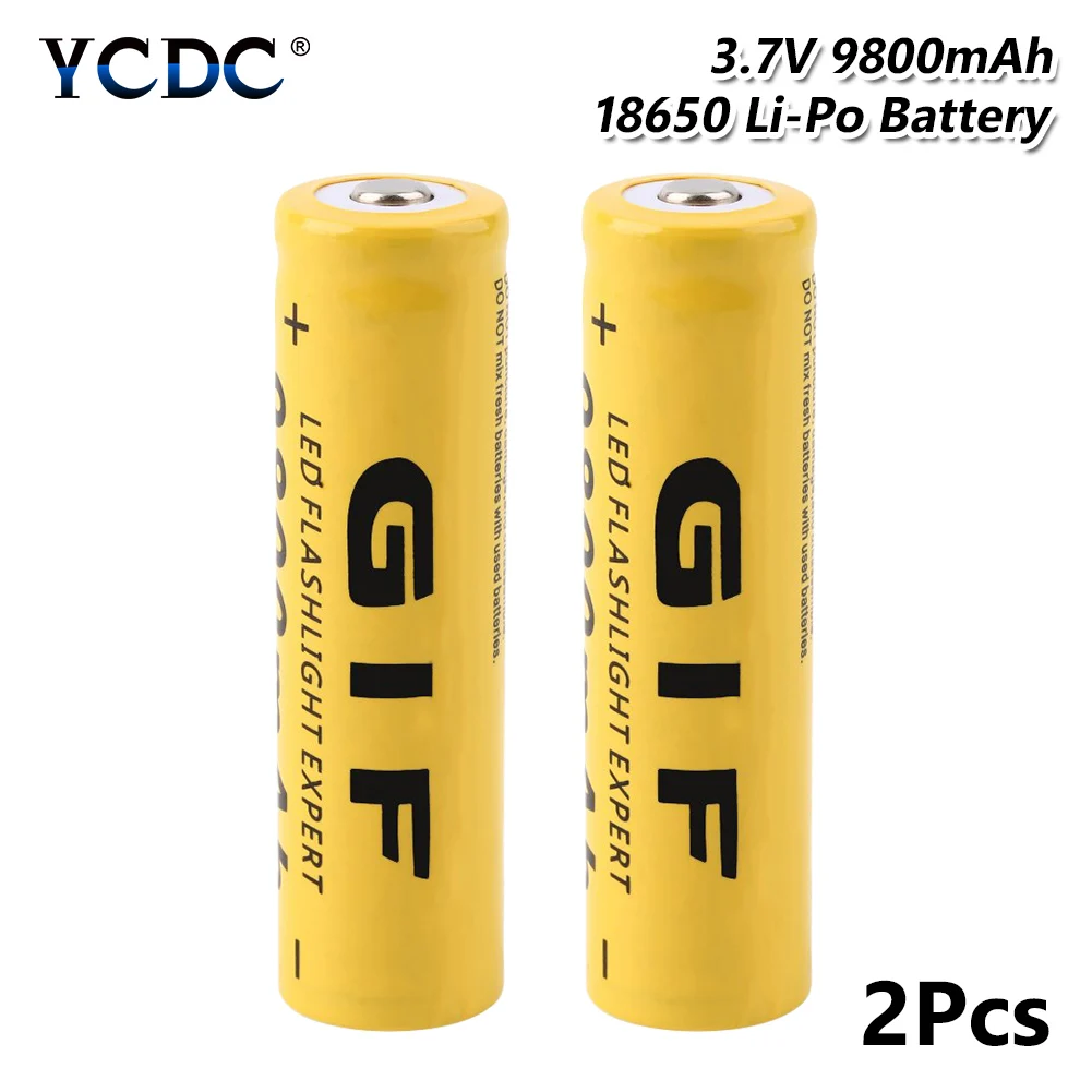 2 Pcs YCDC 3,7 V 9800mAh GIF 18650 Lipo аккумулятор высокой емкости с высоким разрядом для электронной сигареты - Цвет: 2 Pcs
