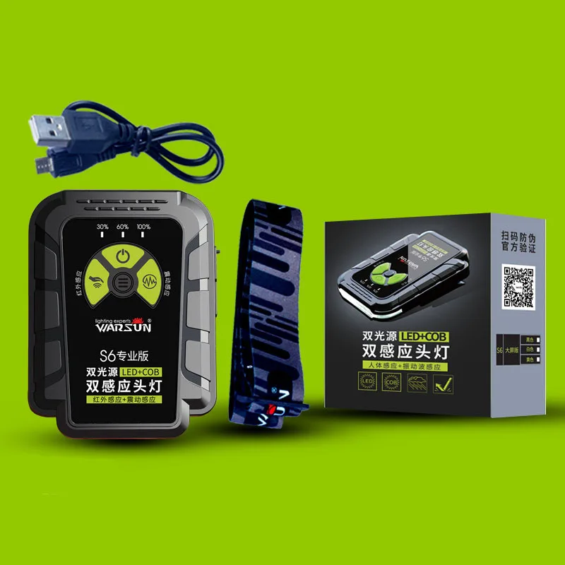 Power Indicator Ультра яркий USB Перезаряжаемый колпачок светодиодный налобный фонарь с COB, инфракрасный индукционный датчик прямого заряда светодиодный налобный фонарь - Испускаемый цвет: Power Indicator