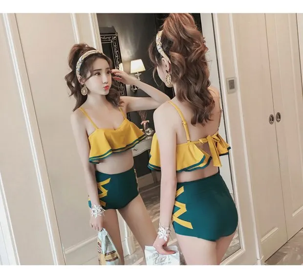 Maillot de bain fille, комплект бикини из двух частей, сексуальные маленькие стальные скобки с тонким корпусом, с высокой талией, треугольный раздельный купальник