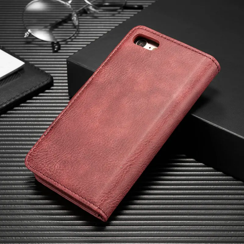 DG. MING 2в1 Винтажный чехол-кошелек для iPhone 7 8, ультра сильный Магнитный съемный кожаный чехол-книжка для iPhone 6S с подставкой
