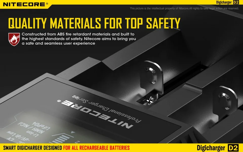 Nitecore D2 Digi Зарядное устройство ЖК-дисплей интеллектуальная схема глобального страхования Li-Ion 18650 26650 16340 14500 AA AAA автомобиля Батарея Зарядное устройство ЕС