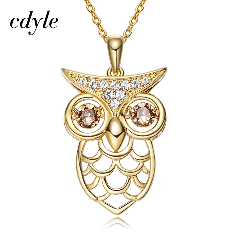 Cdyle женское золотое ожерелье украшено кристаллами в форме Совы Bijoux массивное