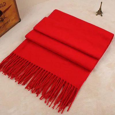Red Scarf Красный 240*80 см женские шали из пашмины, зимний теплый шарф, кашемировый шарф, толстое широкое пончо, палантин с кисточками, большой шарф для женщин, Cachecol - Цвет: Red Scarf