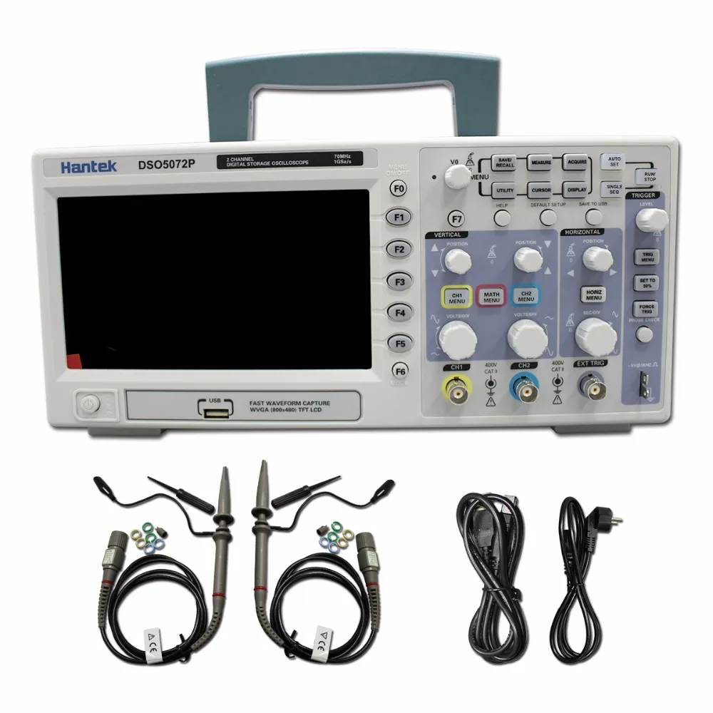 Hantek DSO5072P Осциллограф 2 канала 70 МГц Ручной Osciloscopio Цифровой USB ЖК-дисплей