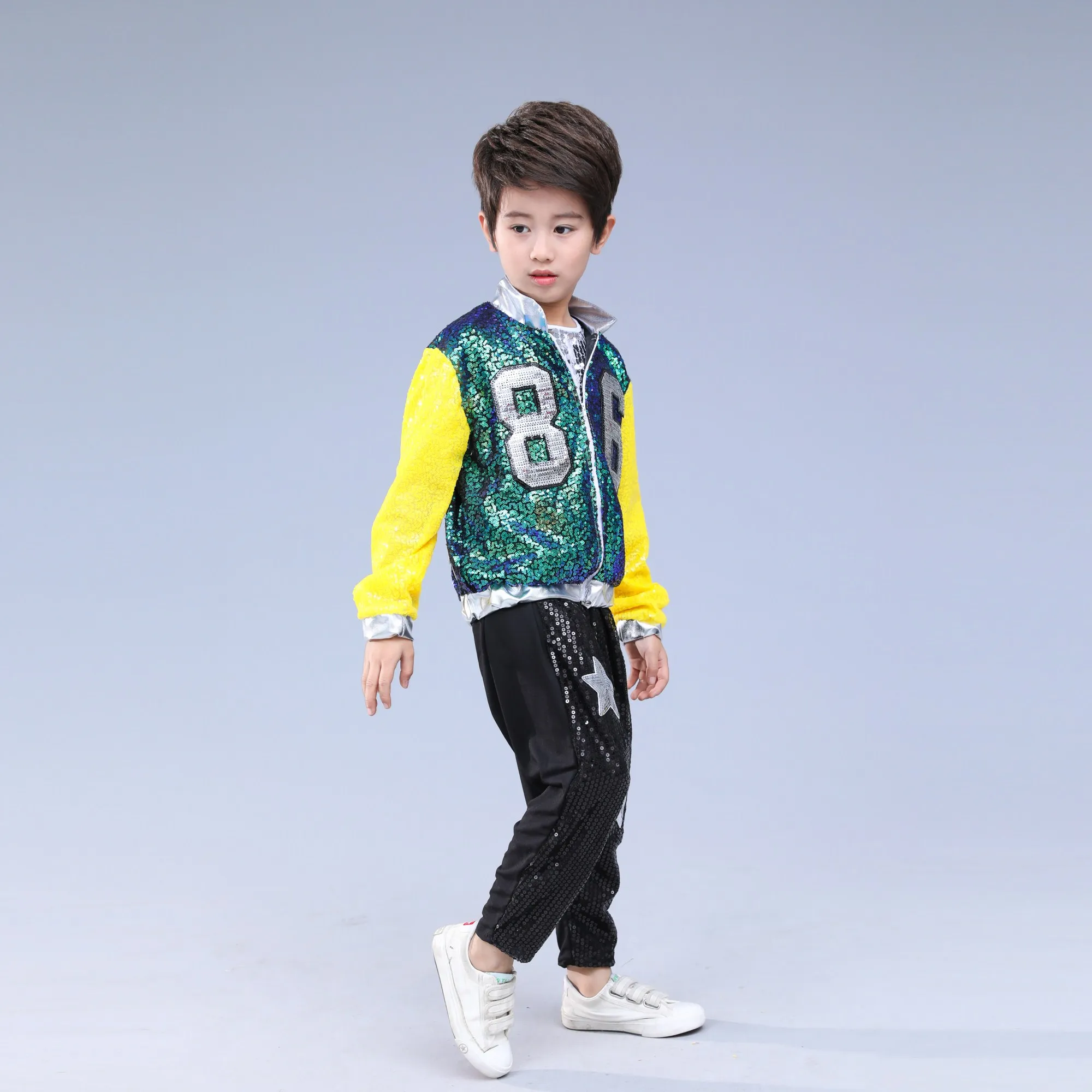 Детский костюм для джазовых танцев с длинными рукавами мальчиков и девочек в