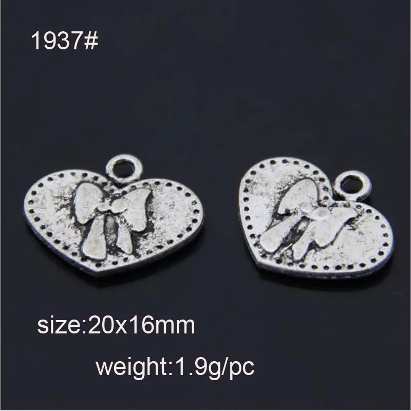 20 шт. серебряные подвески в форме сердца с бантом х16 мм|silver heart charms|heart charmantique silver