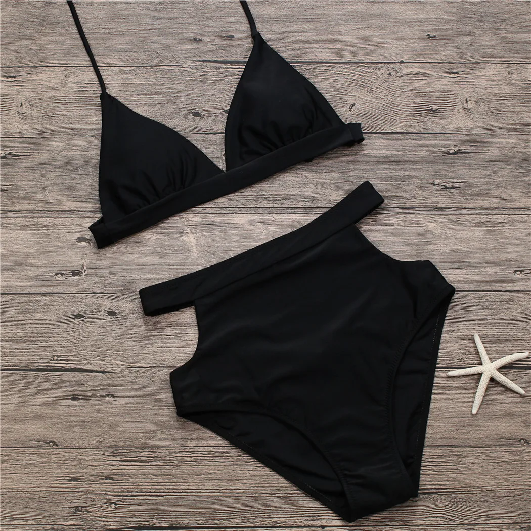 2021 New Arrival Cutout Swimming for Women Sexy Bikini Set Swimwear Plus Size Swimsuit High Waist Black Bathing Suits | Женская одежда