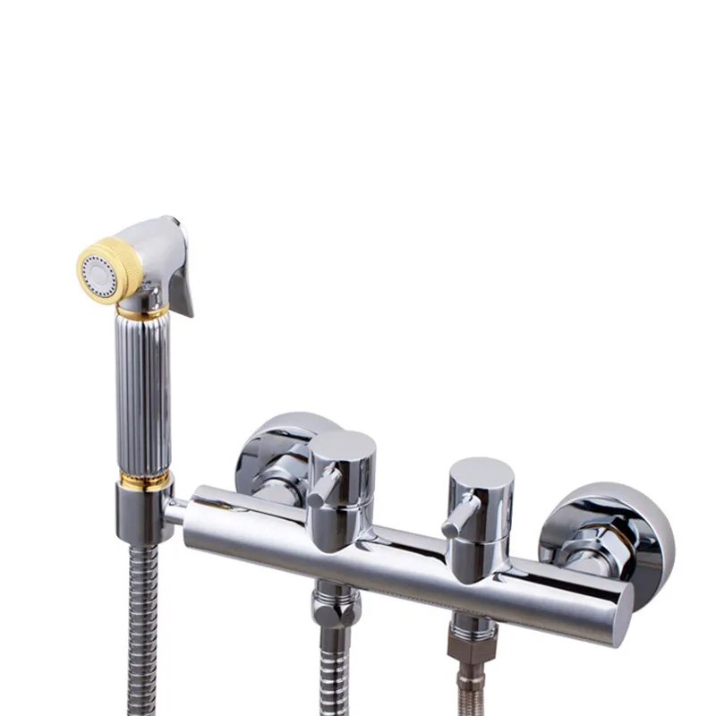 Латунные Смесители для биде ванной с двойной ручкой горячей и холодной воды