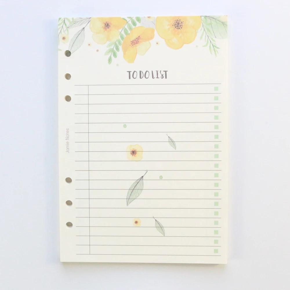 TO DO list Domikee милый мультфильм цветок дизайн 6 отверстий школы связующее спиральные записные книжки Замена Внутренний бумаги основной канцелярские принадлежности, 6 видов, A5A6 - Цвет: TO DO list
