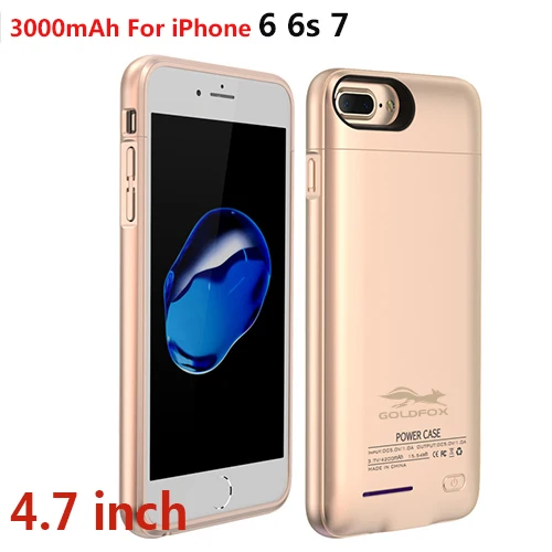 gold for I6 7 Ультра тонкий 3000 mAh банк питания для iPhone 6 6s 7 plus внешний аккумулятор зарядное устройство чехол мобильный телефон банк питания зарядный чехол - Цвет: gold for I6 7