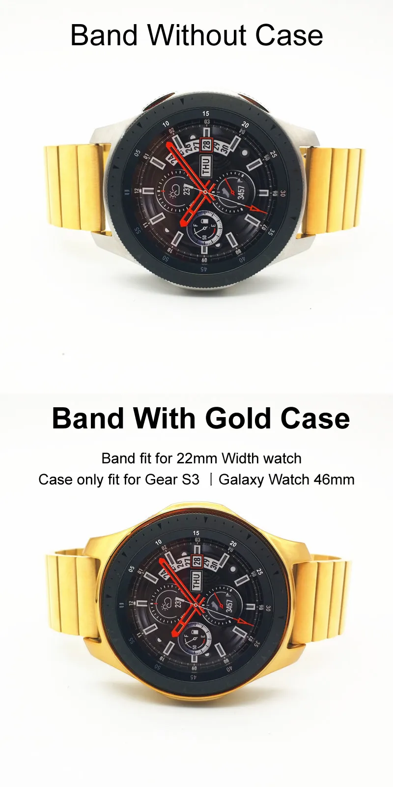 Новейшие часы Смарт Браслет для samsung Galaxy Watch 46mm Шестерни S3 Frontier ссылка Нержавеющая сталь ремень с TPU чехол Чехол для часов