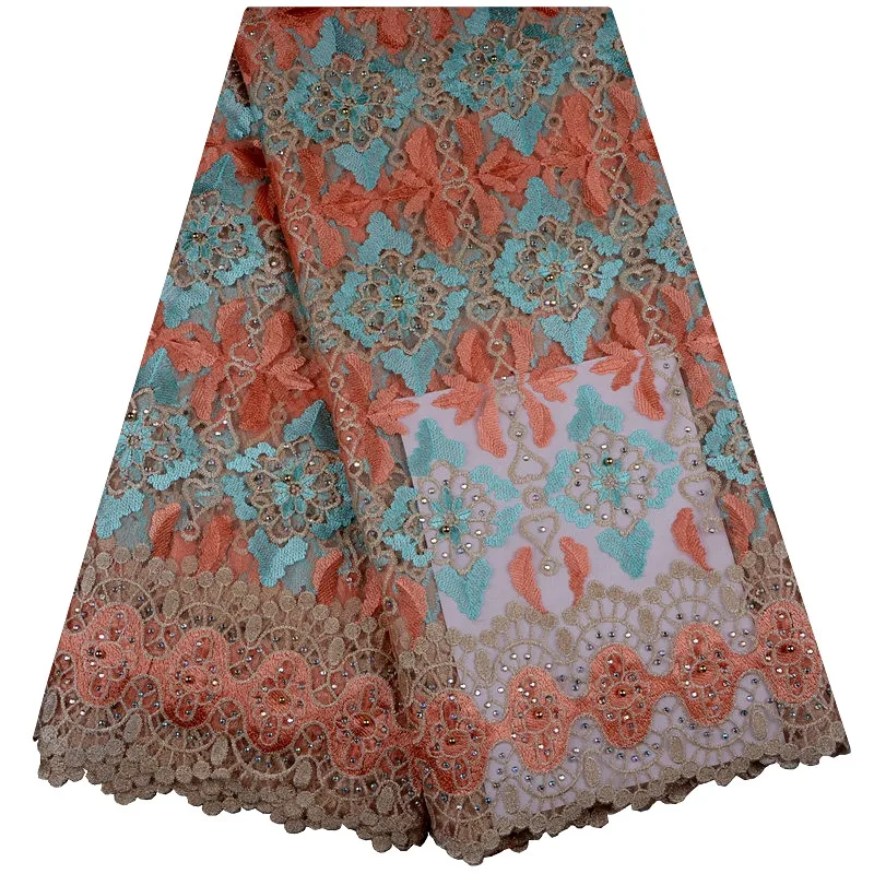 

Fashion African Lace Fabric High Quality Royal Blue Lace Nigerian Lace Fabric 2018 High Quality Lace With Stones 5yards 880