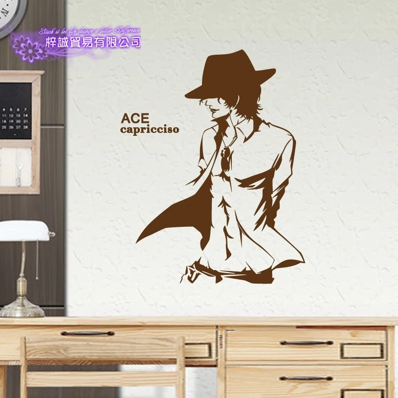 Цельные виниловые наклейки на стену ACE декоративные украшения для дома аниме